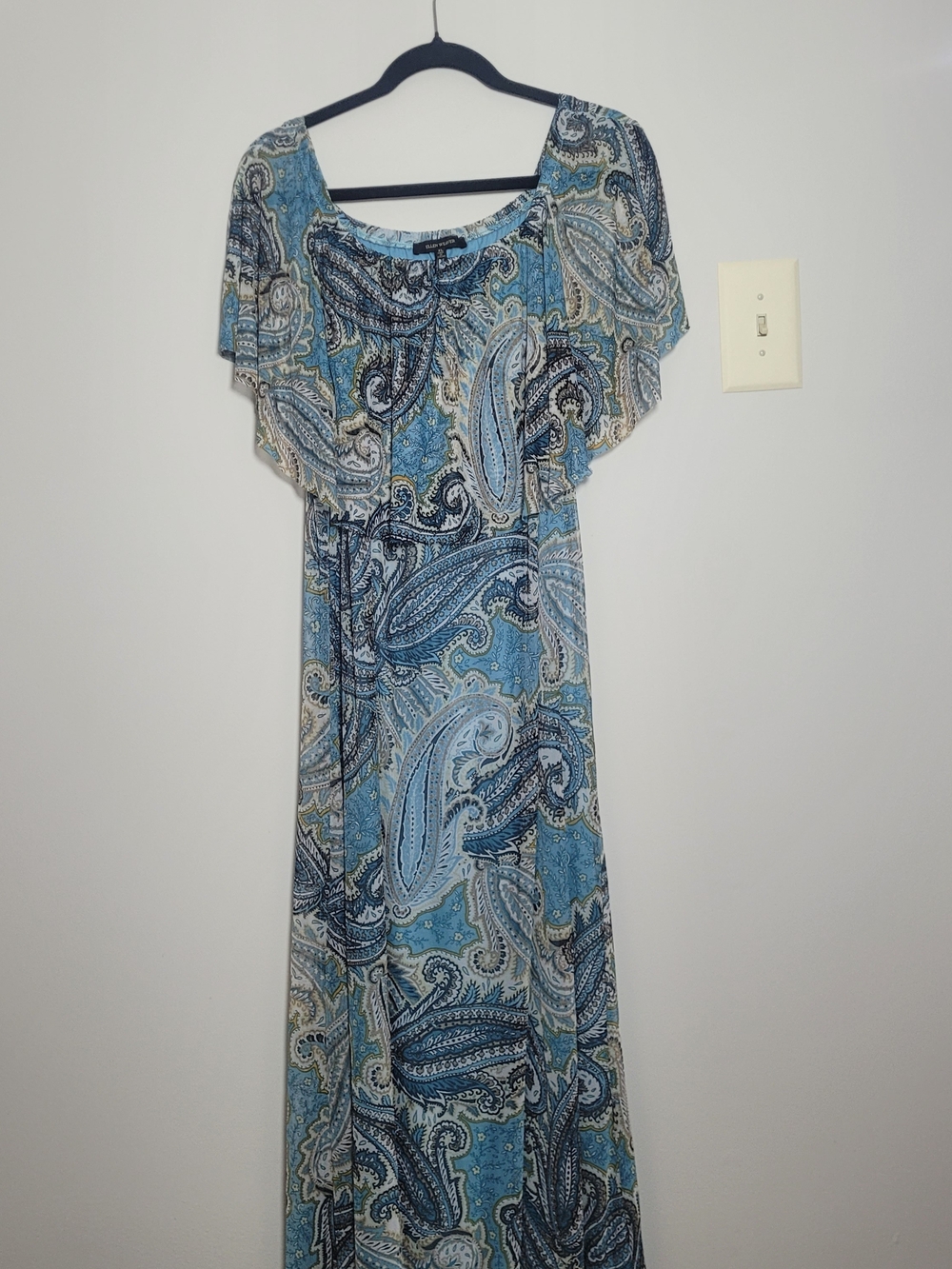 Light Blue Paisley Off-Shoulder Maxi Dress XL